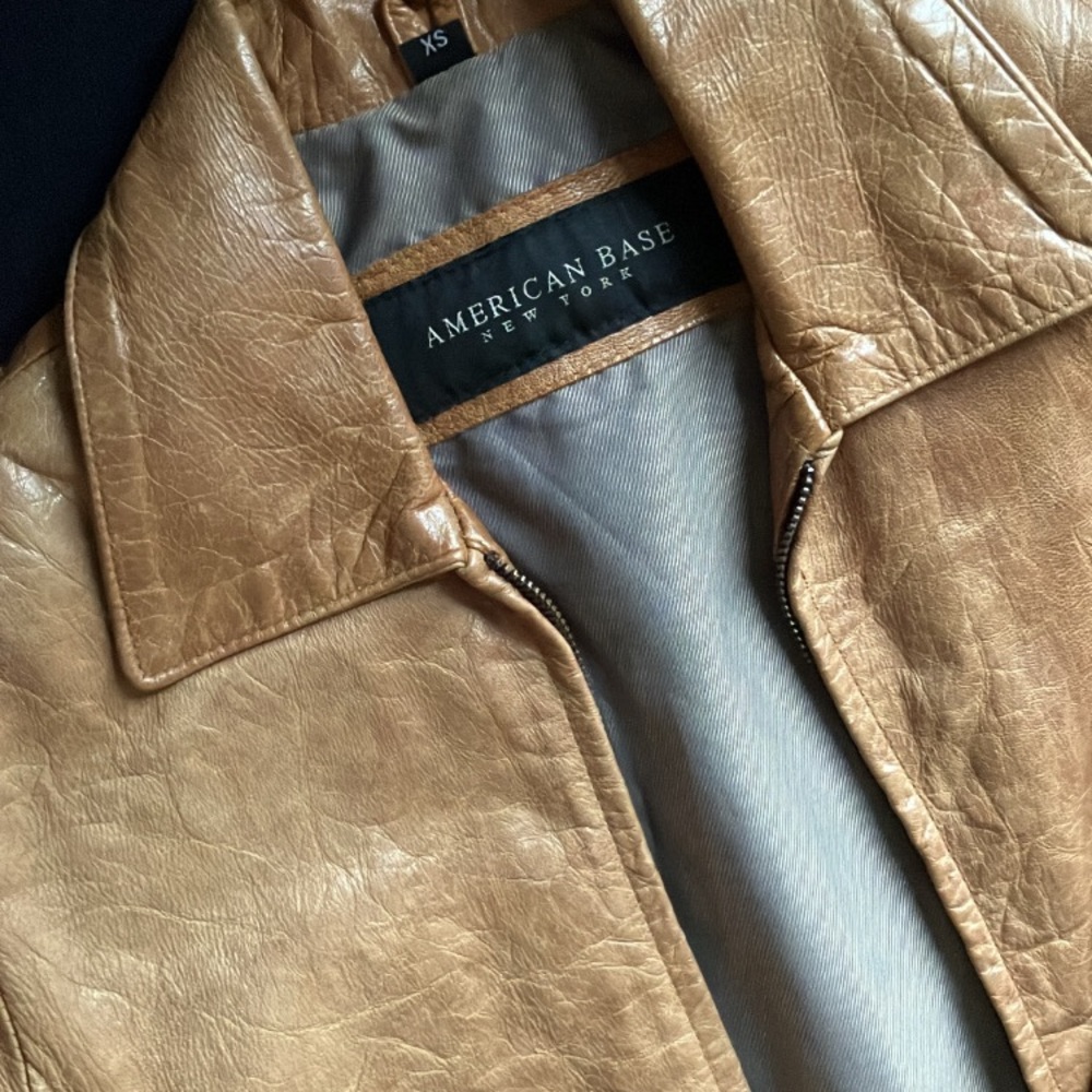 Vintage Tan 90’s Distressed Leather Jacket